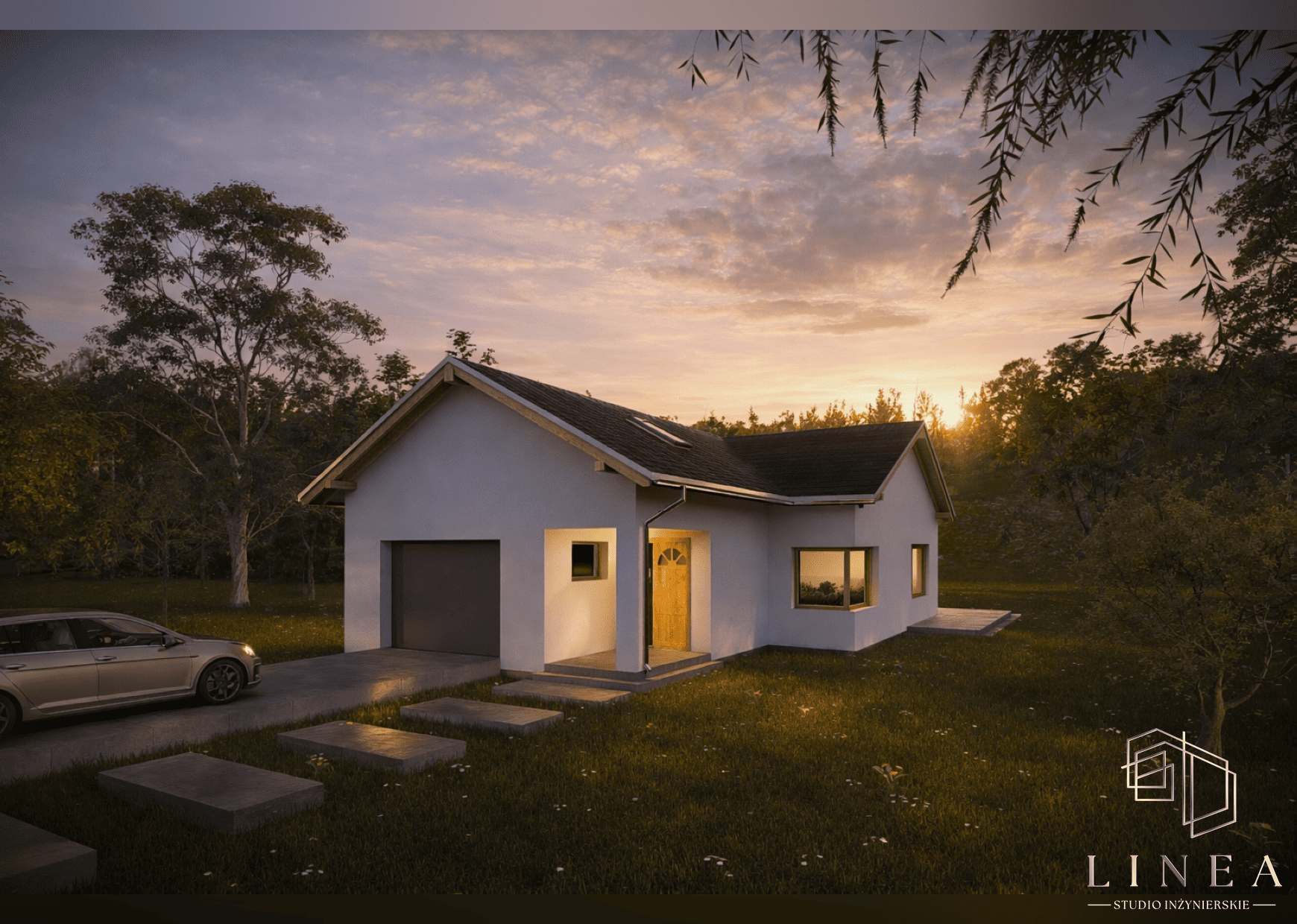 Projekt budynku mieszkalnego jednorodzinnego parterowego w Lińsku